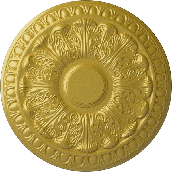 Ekena Millwork Colton Ceiling Medallion (Fits Canopies up to 4 3/4"), Hand-Painted Rich Gold, 15 3/4"OD x 1 1/2"P CM15CNRGS - main